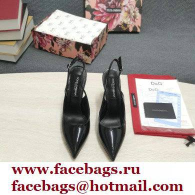 Dolce  &  Gabbana Heel 10.5cm Slingbacks Patent Black with DG Heel 2022